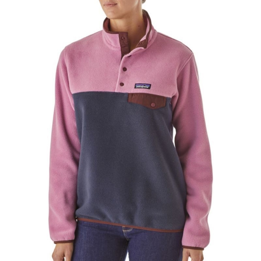Patagonia Fleece 1/4 Button up- Navy blue and Pink